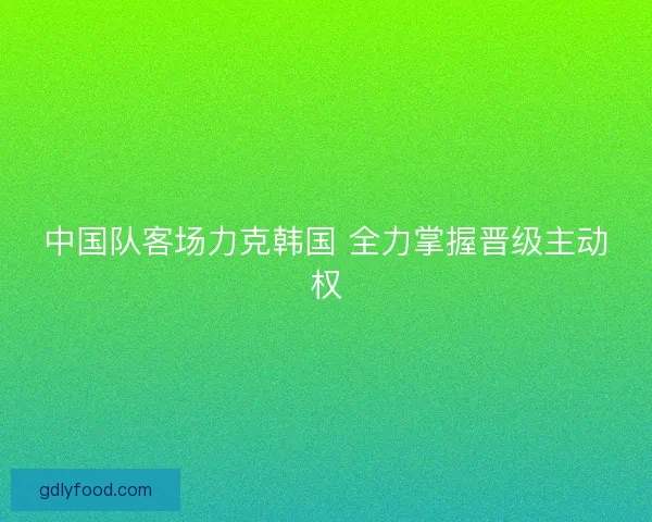 中国队客场力克韩国 全力掌握晋级主动权